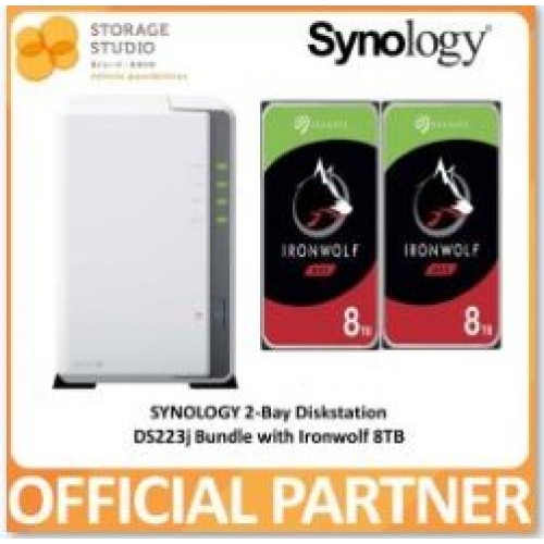 SYNOLOGY 2-Bay Diskstation DS223J Bundle with SEAGATE IRONWOLF 2 x 8TB